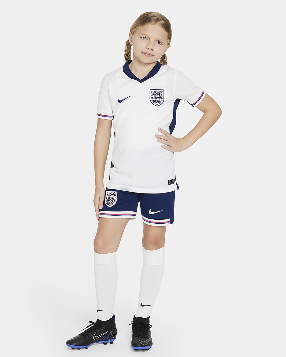 England 2024 Stadium Home Nike Dri-FIT Replika-Fußballshorts (ältere Kinder) - Blue Void/Weiß