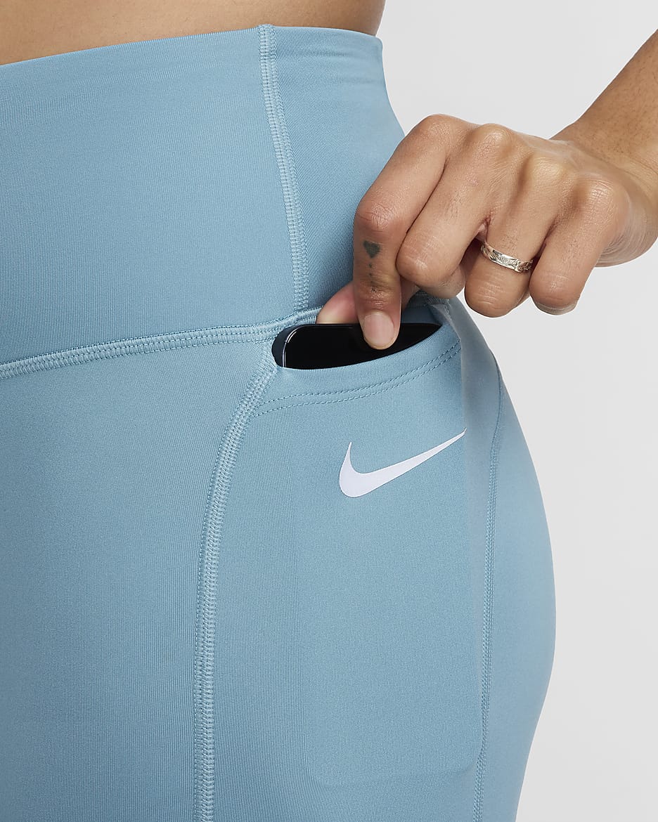 Nike Epic Fast Women's Mid-Rise Pocket Running Leggings - Denim Turquoise