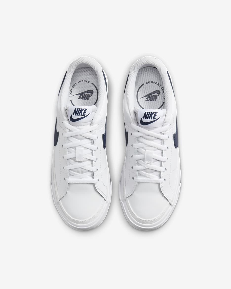 รองเท้าเด็กโต Nike Court Legacy - ขาว/Midnight Navy