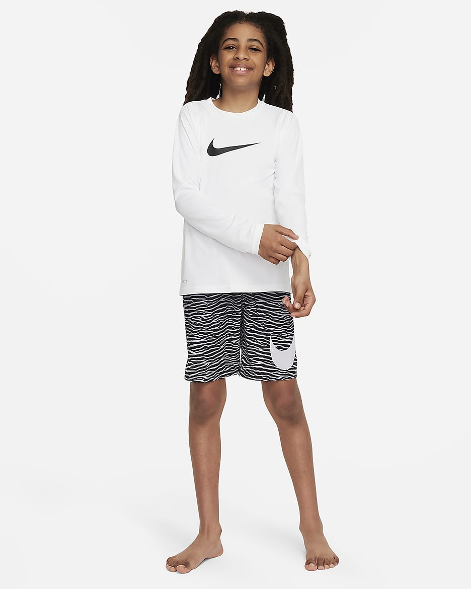 Playera de manga larga Hydroguard para niño talla grande Nike Swim - Blanco