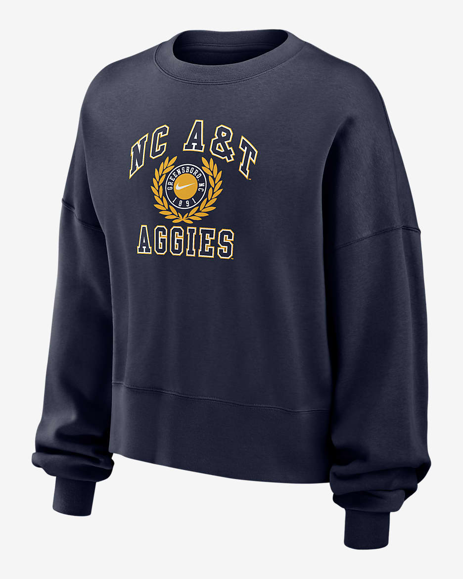 North Carolina A&T Women's Nike College Crew-Neck Sweatshirt - Navy