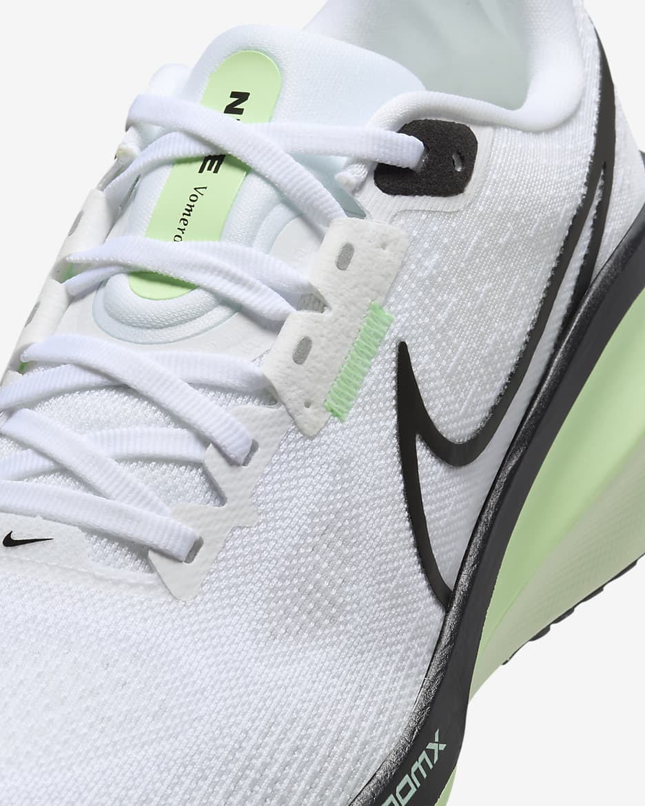 Tenis de correr en carretera para mujer Nike Vomero 17 - Blanco/Verde vapor/Verde strike/Negro