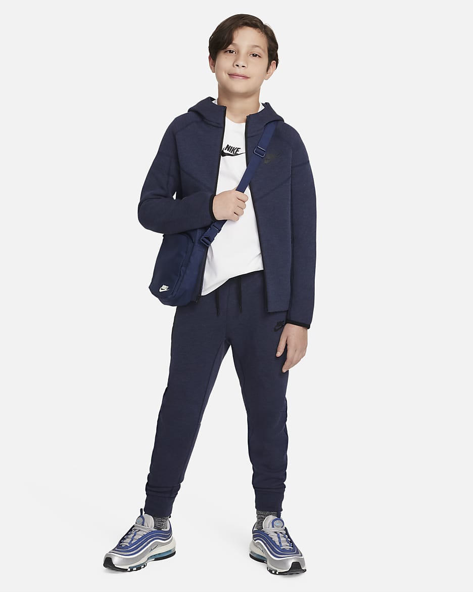 Nike Sportswear Tech Fleece Kapuzenjacke für ältere Kinder (Jungen) - Obsidian Heather/Schwarz/Schwarz