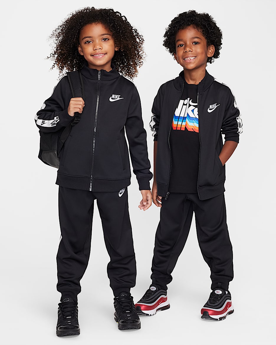 Nike Dri-FIT Little Kids' 2-Piece Full-Zip Set with Logo Taping - Black