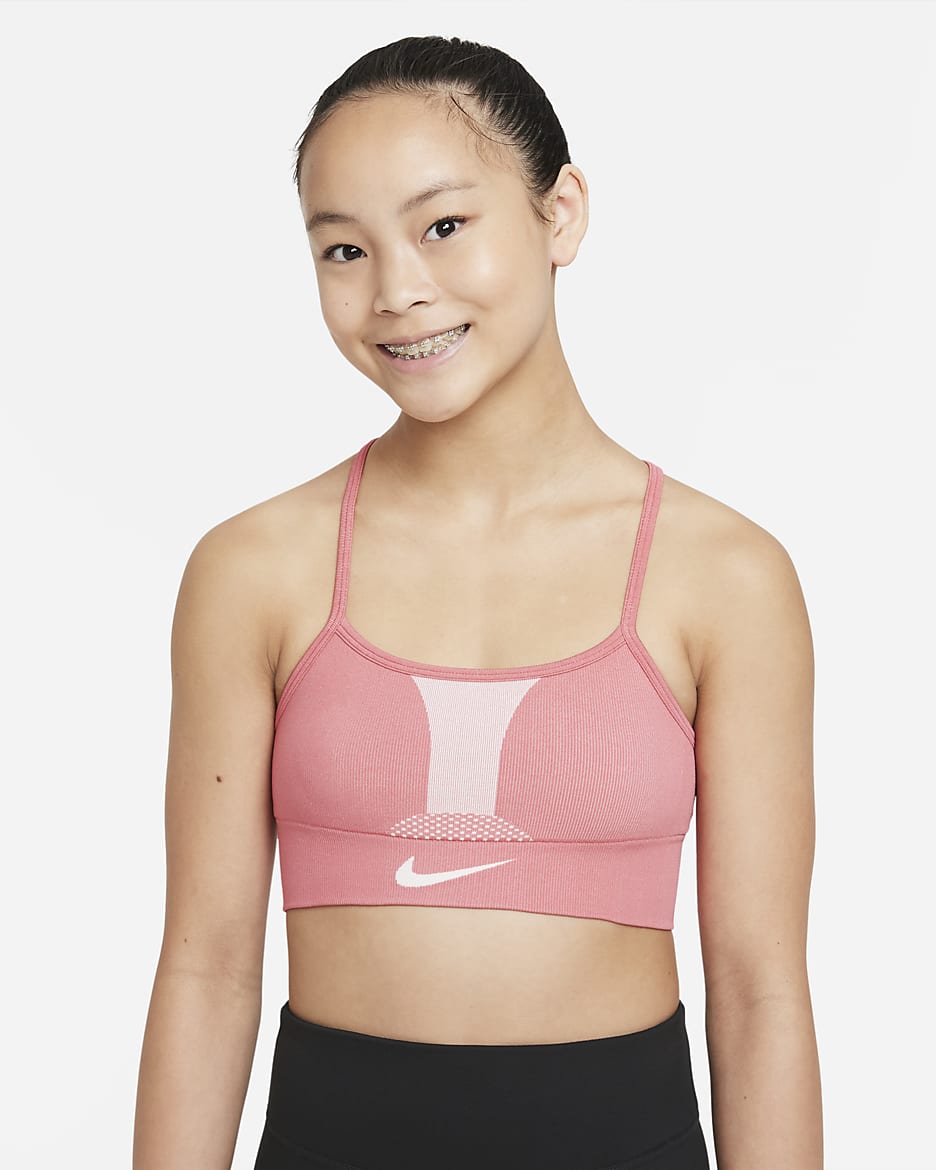 Bra deportivo para niñas talla grande Nike Indy - Rosa arcaico/Rosa arcaico