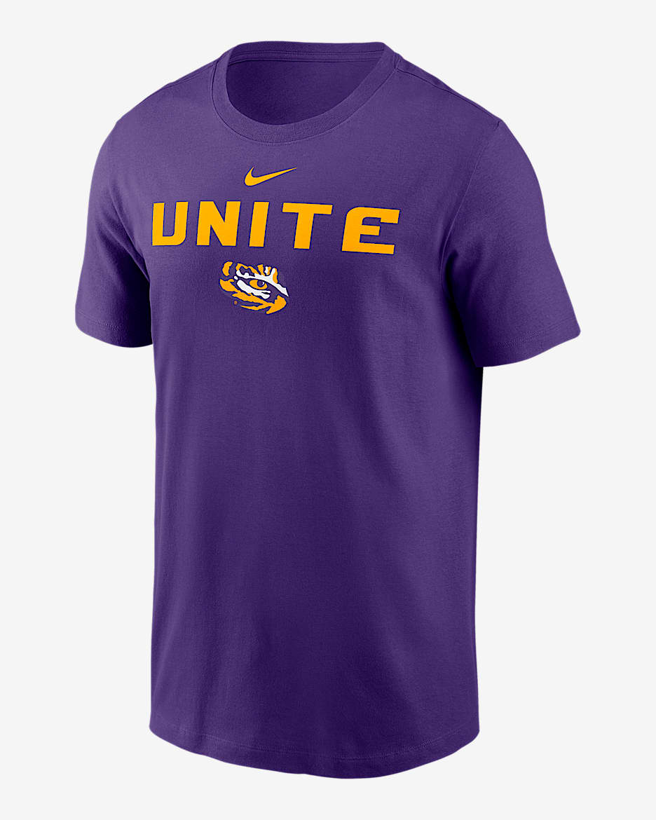 Playera universitaria Nike Dri-FIT para hombre LSU Sideline Mantra - Morado