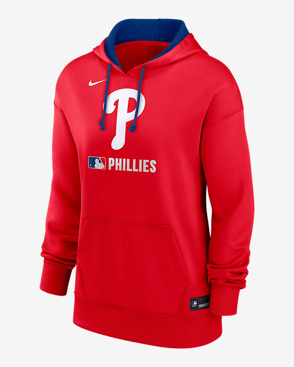 Sudadera con gorro sin cierre Nike Therma de la MLB para mujer Philadelphia Phillies Authentic Collection - Rojo