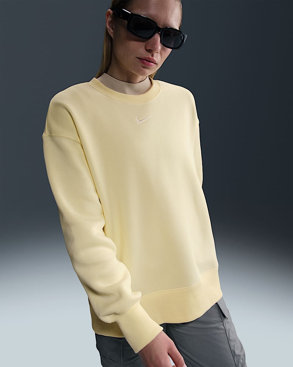 Sudadera oversized de cuello redondo para mujer Nike Sportswear Phoenix Fleece - Alabastro/Vela