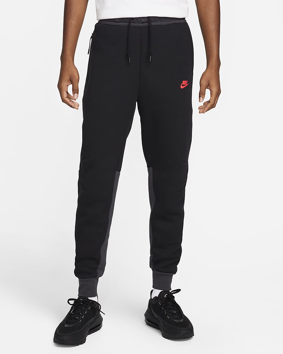 Nike Sportswear Tech Fleece Joggers - Home - Negre/Dark Smoke Grey/Carmesí clar