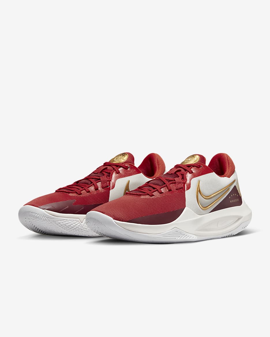 Nike Precision 6 Basketball Shoes - Phantom/Team Red/Light Crimson/Metallic Gold