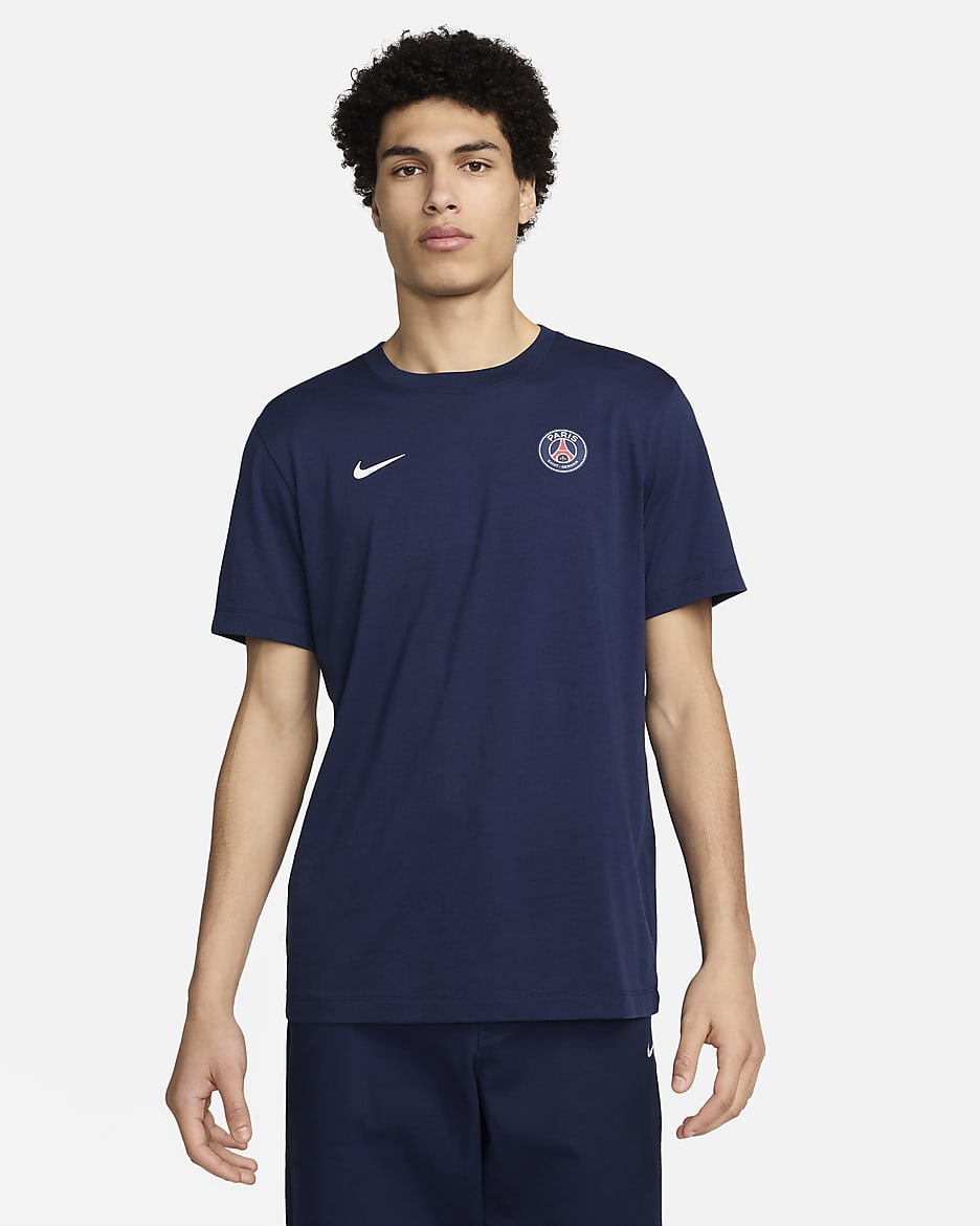 Playera de fútbol Nike para hombre Paris Saint-Germain Essential - Azul marino medianoche