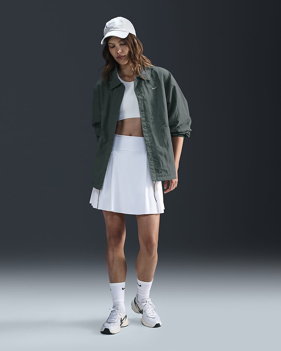 Nike Sportswear Essential Women's Oversized UV Woven Coaches' Jacket - Vintage Green/Sail