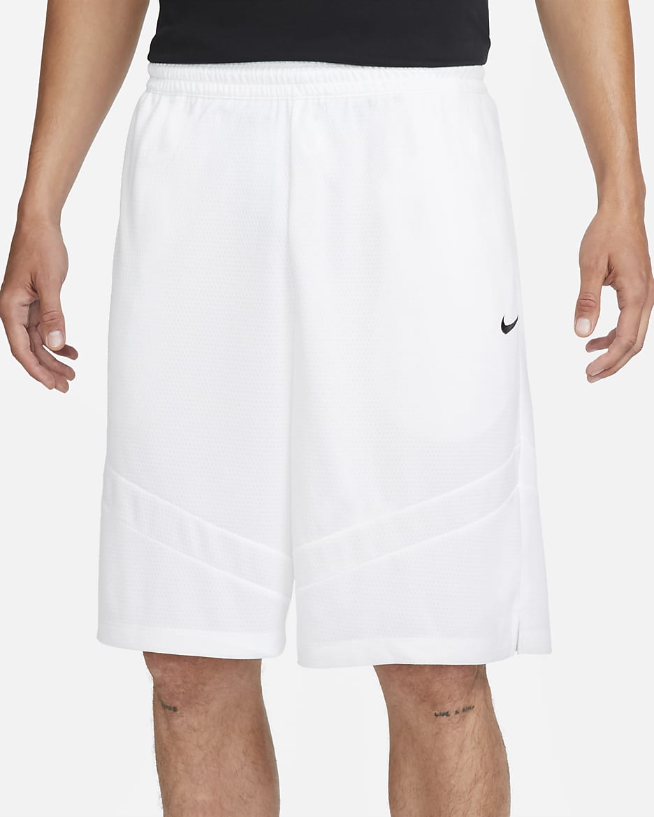 Short de basketball Dri-FIT 28 cm Nike Icon pour homme - Blanc/Blanc/Noir