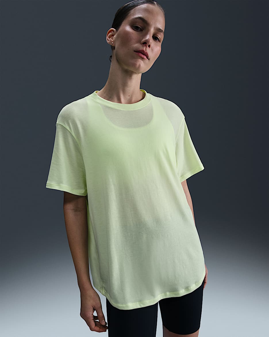 Nike One Relaxed Women's Dri-FIT Short-Sleeve Top - Barely Volt/Black