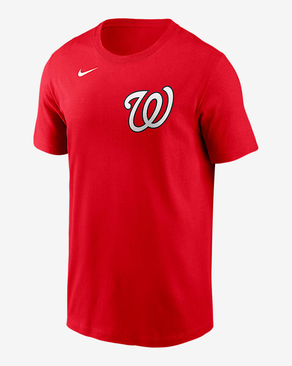 Playera Nike de la MLB para hombre CJ Abrams Washington Nationals Fuse - Rojo