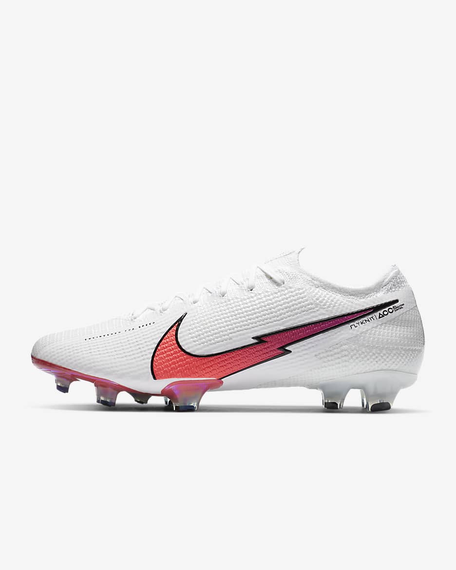 Chaussure de football à crampons pour terrain sec Nike Mercurial Vapor 13 Elite FG - Blanc/Hyper Jade/Flash Crimson