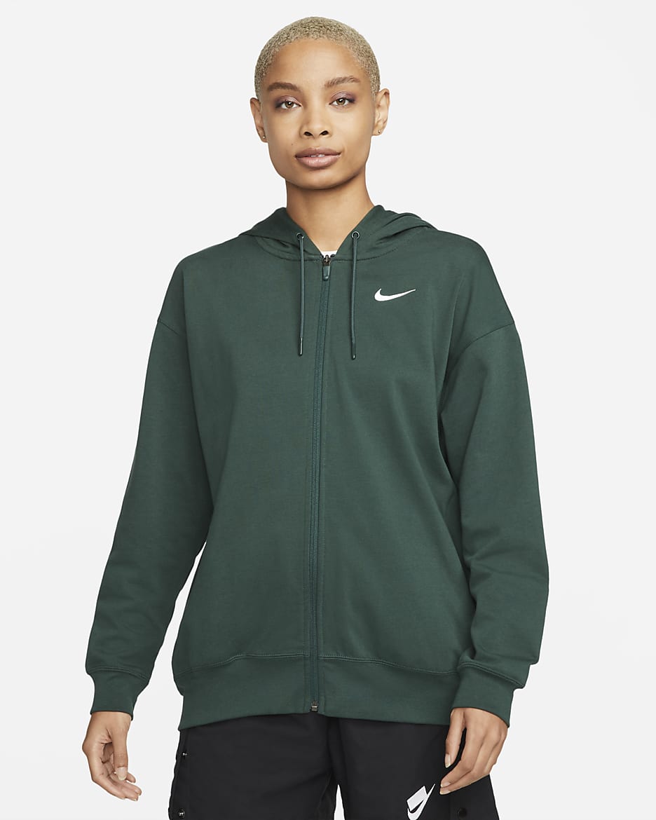 Nike Sportswear Women's Oversized Jersey Full-Zip Hoodie - Pro Green/White