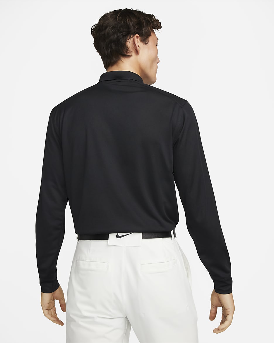 Nike Dri-FIT Victory Men's Long-Sleeve Golf Polo - Black/White