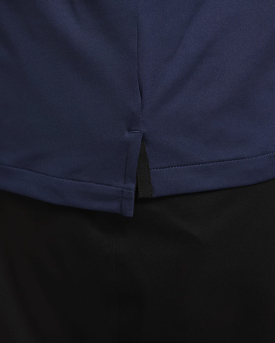 Nike Dri-FIT Tour egyszínű, galléros férfi golfpóló - Midnight Navy/Fehér