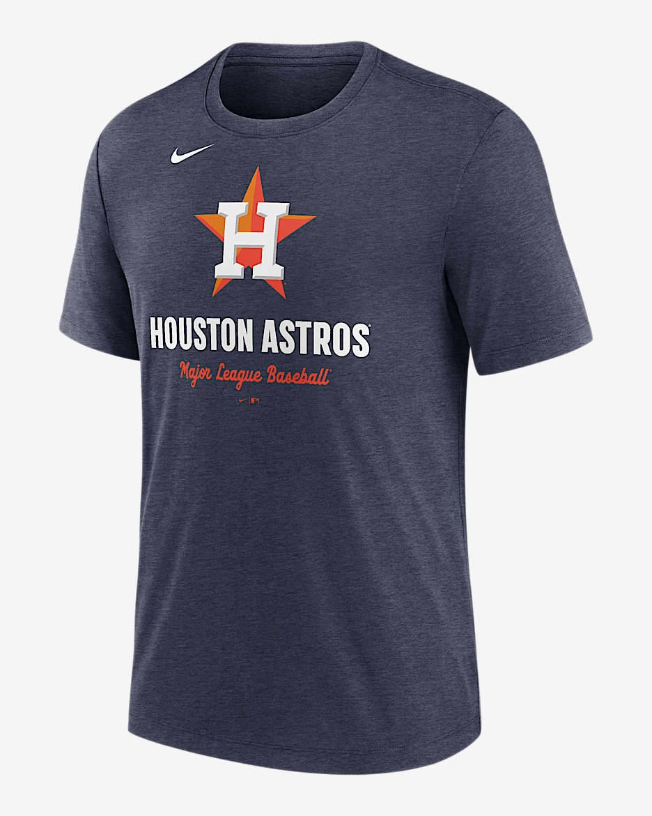 Playera Nike de la MLB para hombre Houston Astros Logo - Azul marino jaspeado