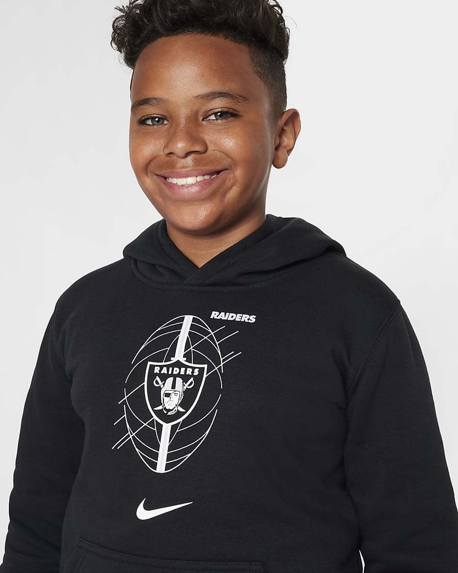 Sweat à capuche Nike NFL Las Vegas Raiders Icon pour ado - Noir