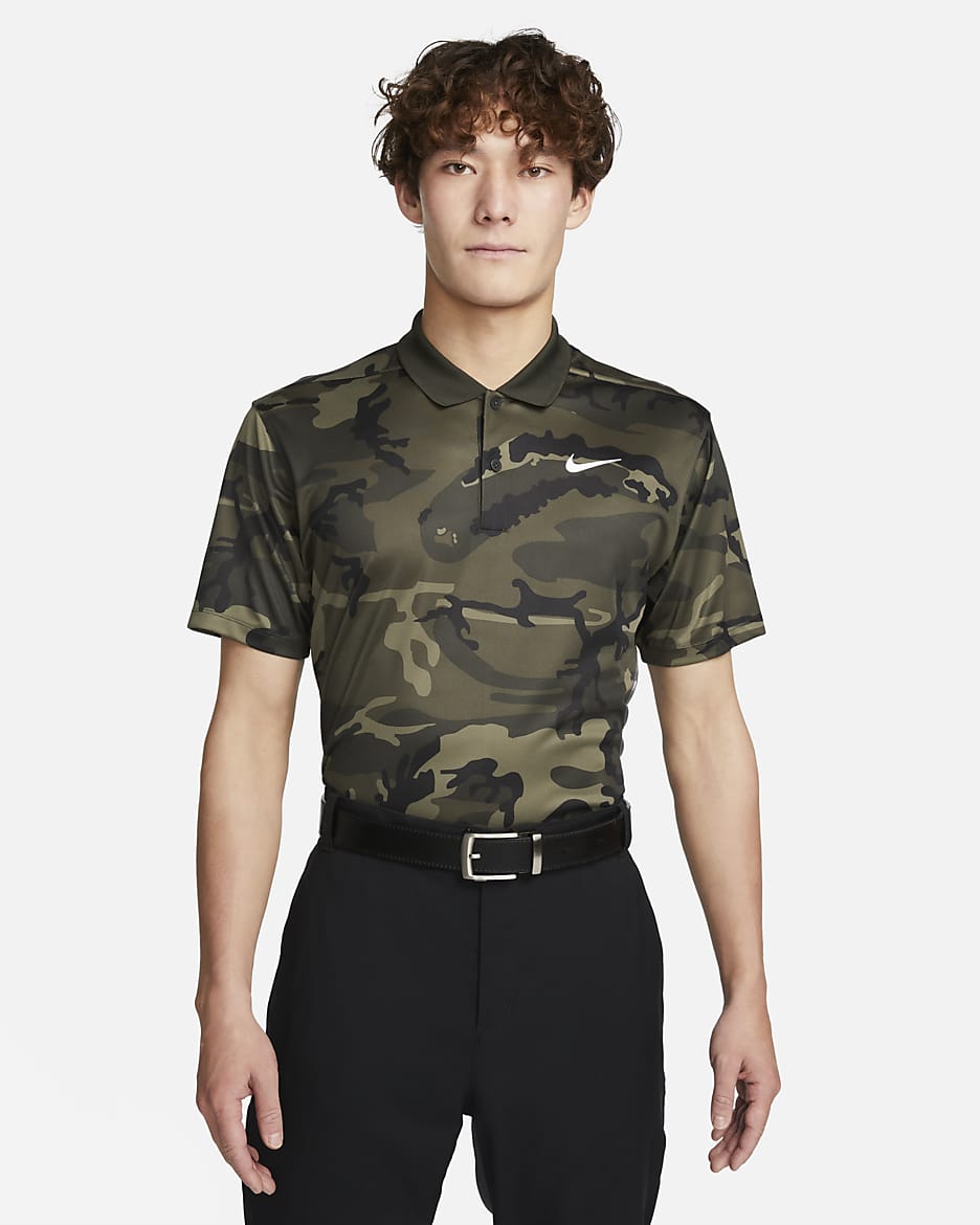 Nike Dri-FIT Victory+ Men's Camo Golf Polo - Sequoia/Cargo Khaki/White