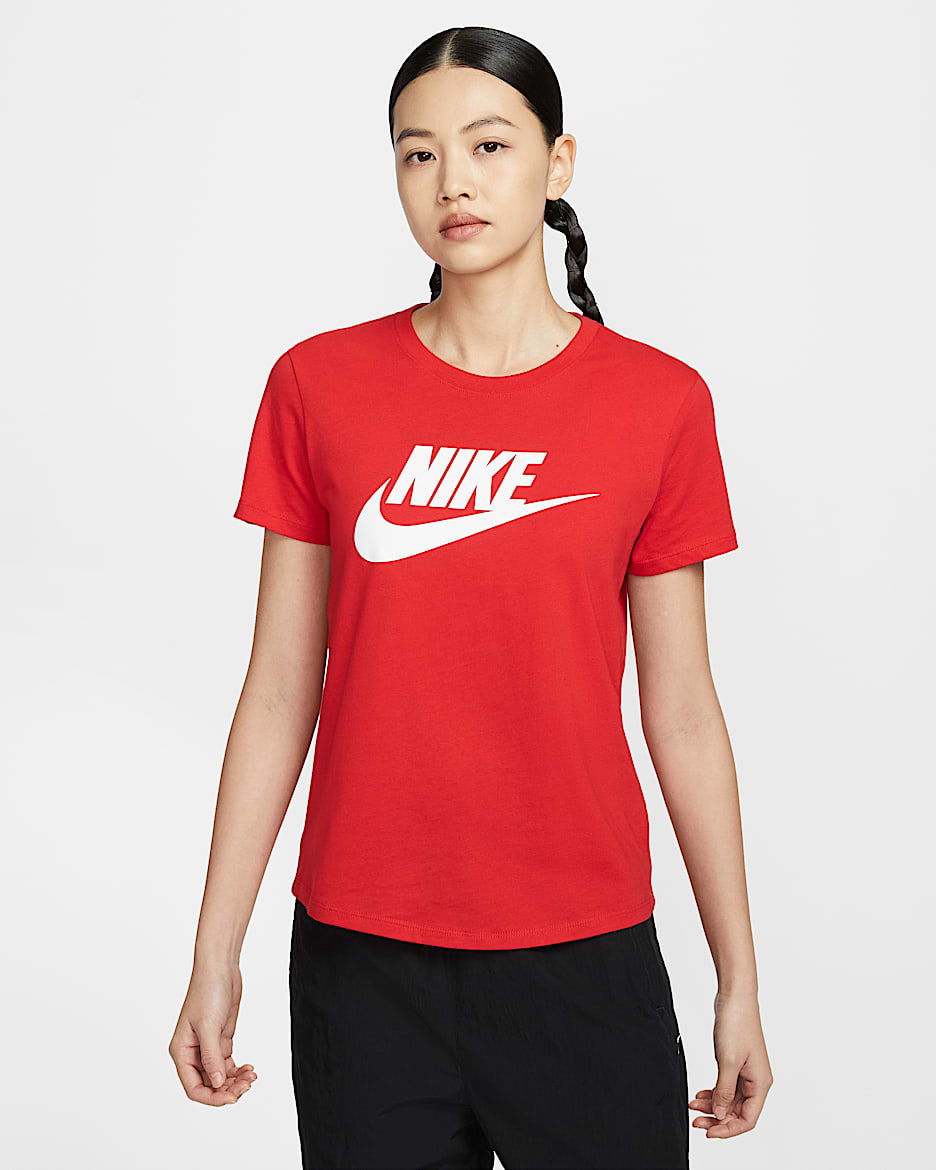 Nike Sportswear Essentials 女款標誌 T 恤 - University Red/白色