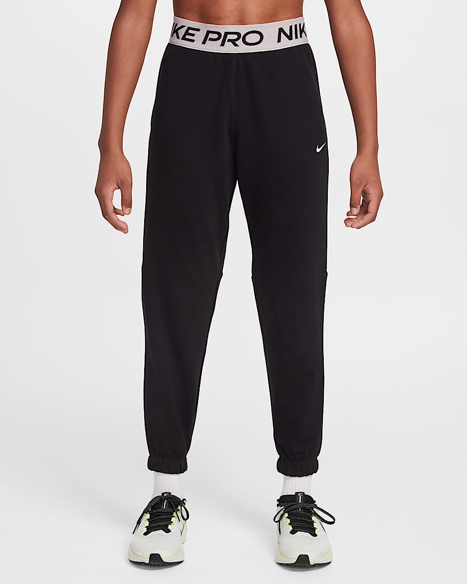 Nike Pro Fleece Older Kids' (Girls') Dri-FIT Joggers - Black/Black/Platinum Violet/White