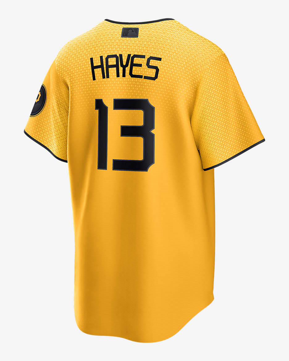 MLB Pittsburgh Pirates City Connect (Ke'Bryan Hayes) Men's Replica Baseball Jersey - Sundown/Black