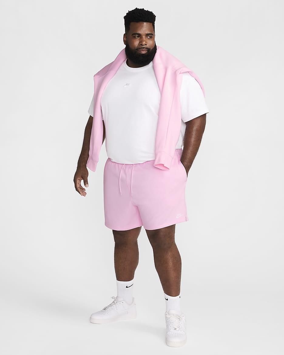 Nike Club Men's French Terry Flow Shorts - Pink Foam/Pink Foam/White