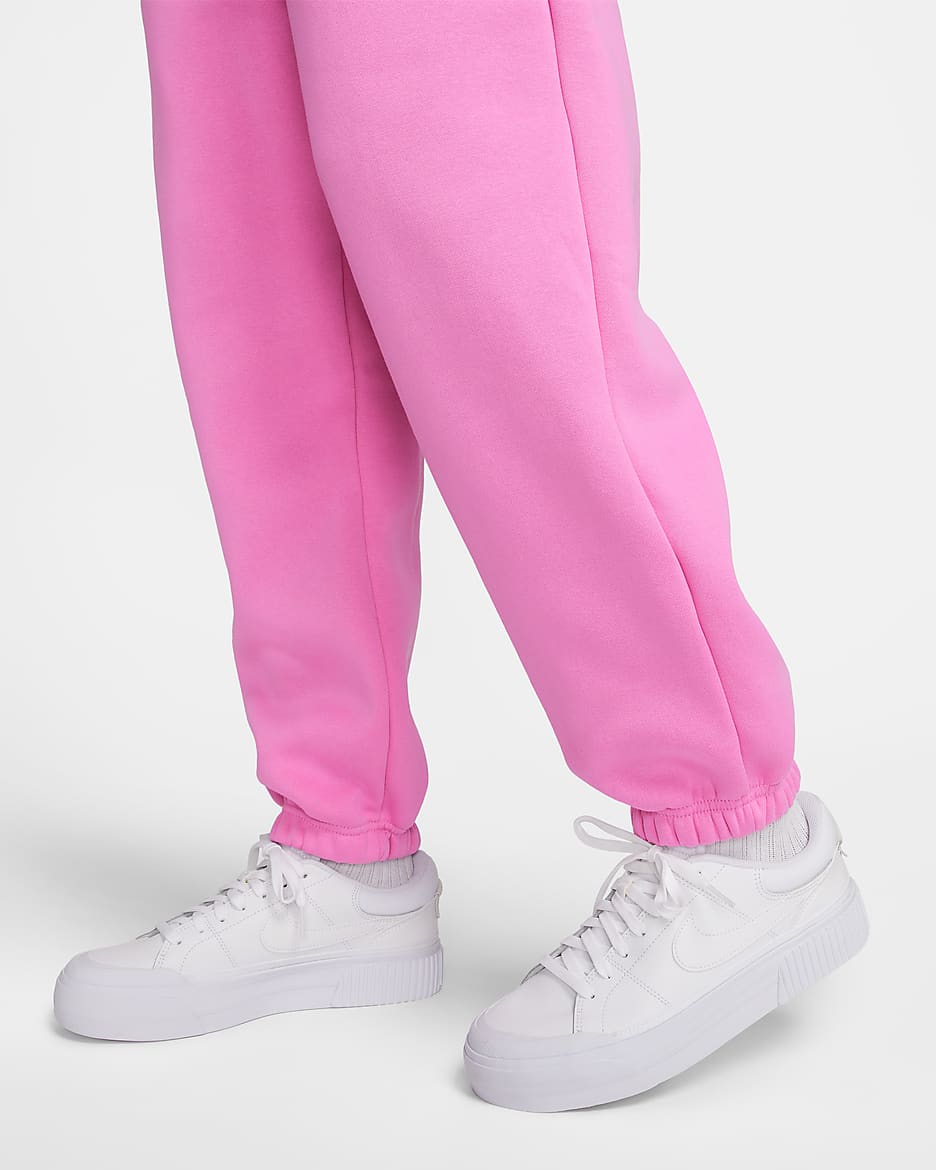 Pants de entrenamiento oversized de tiro alto para mujer Nike Sportswear Phoenix Fleece - Rosa alegre/Negro