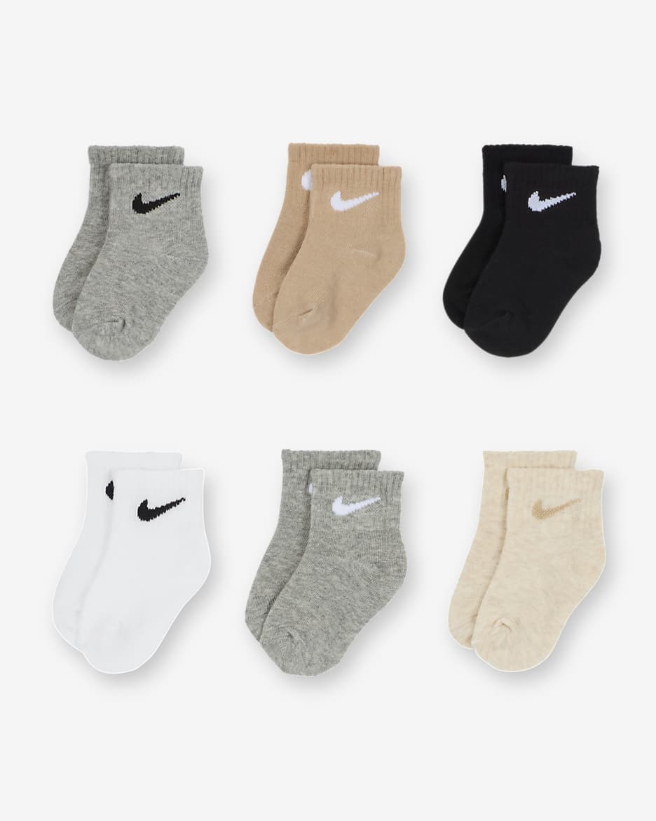 Calcetines al tobillo para bebé e infantil (6 pares) Nike Swoosh - Gris oscuro jaspeado