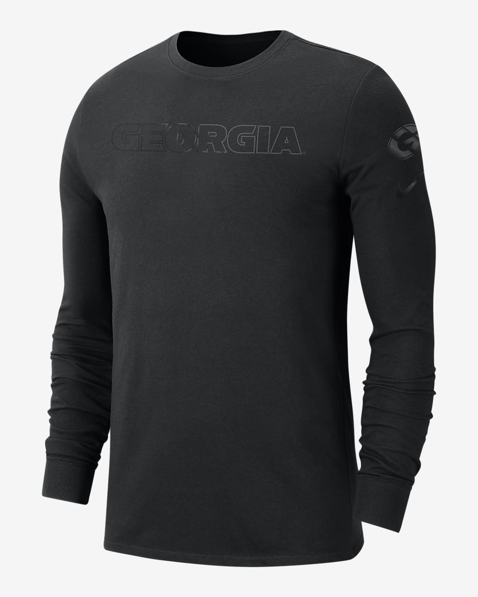 Georgia Men's Nike College Crew-Neck Long-Sleeve T-Shirt - Black