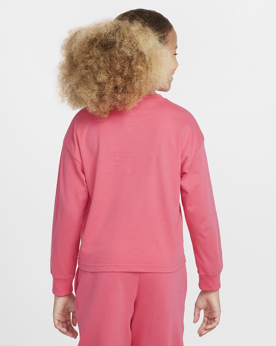 Playera de manga larga para niña talla grande Nike Sportswear Essential - Rosa margarita