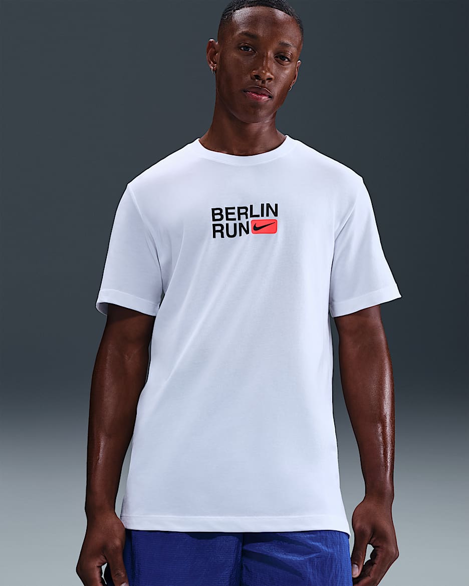 Nike Men's Dri-FIT Short-Sleeve Running T-Shirt - White/Bright Crimson