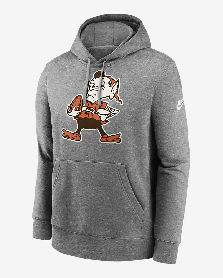 Cleveland Browns Rewind Club Logo Men’s Nike NFL Pullover Hoodie - Dark Grey Heather