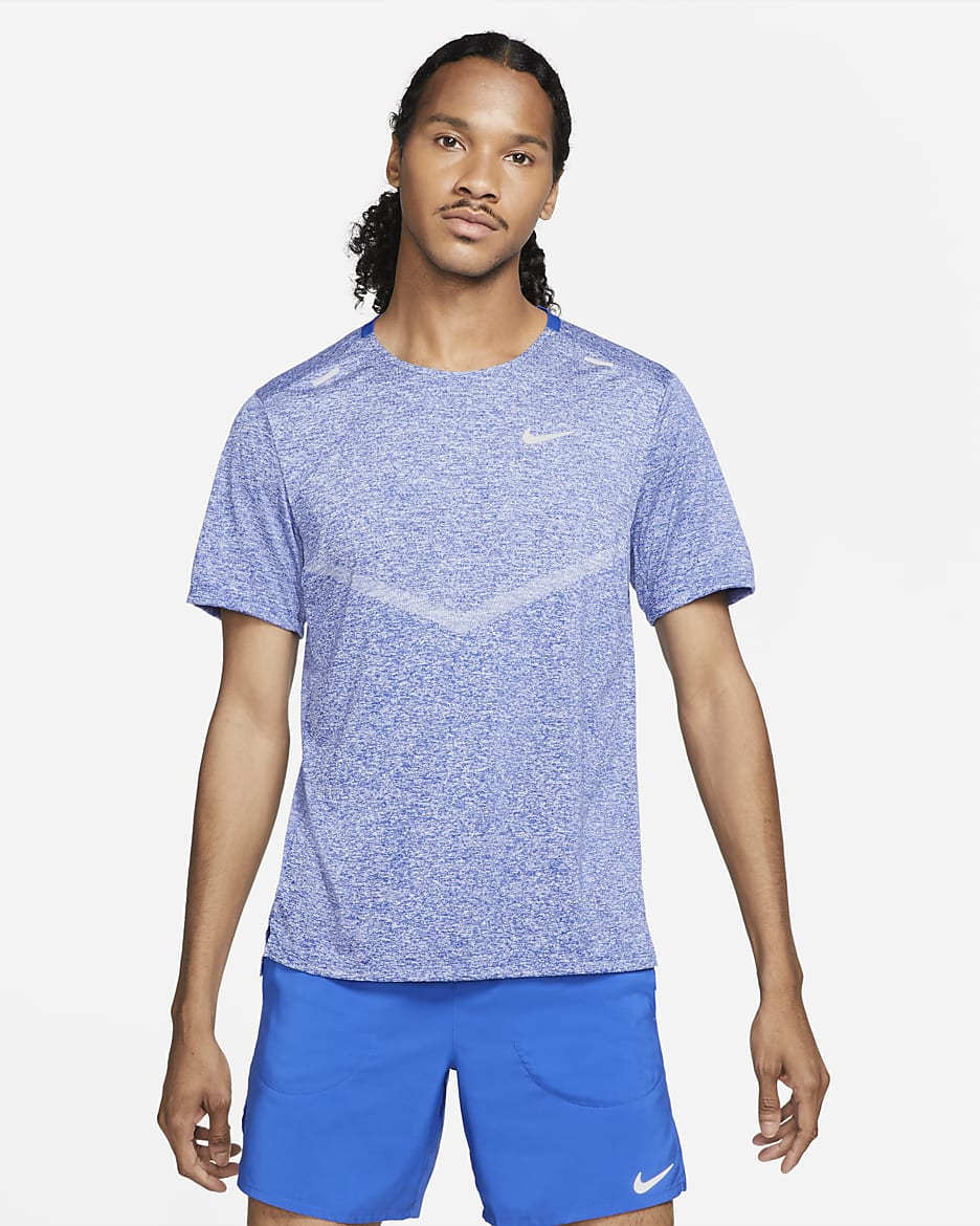 Nike Rise 365 Men's Dri-FIT Short-Sleeve Running Top - Game Royal/Heather