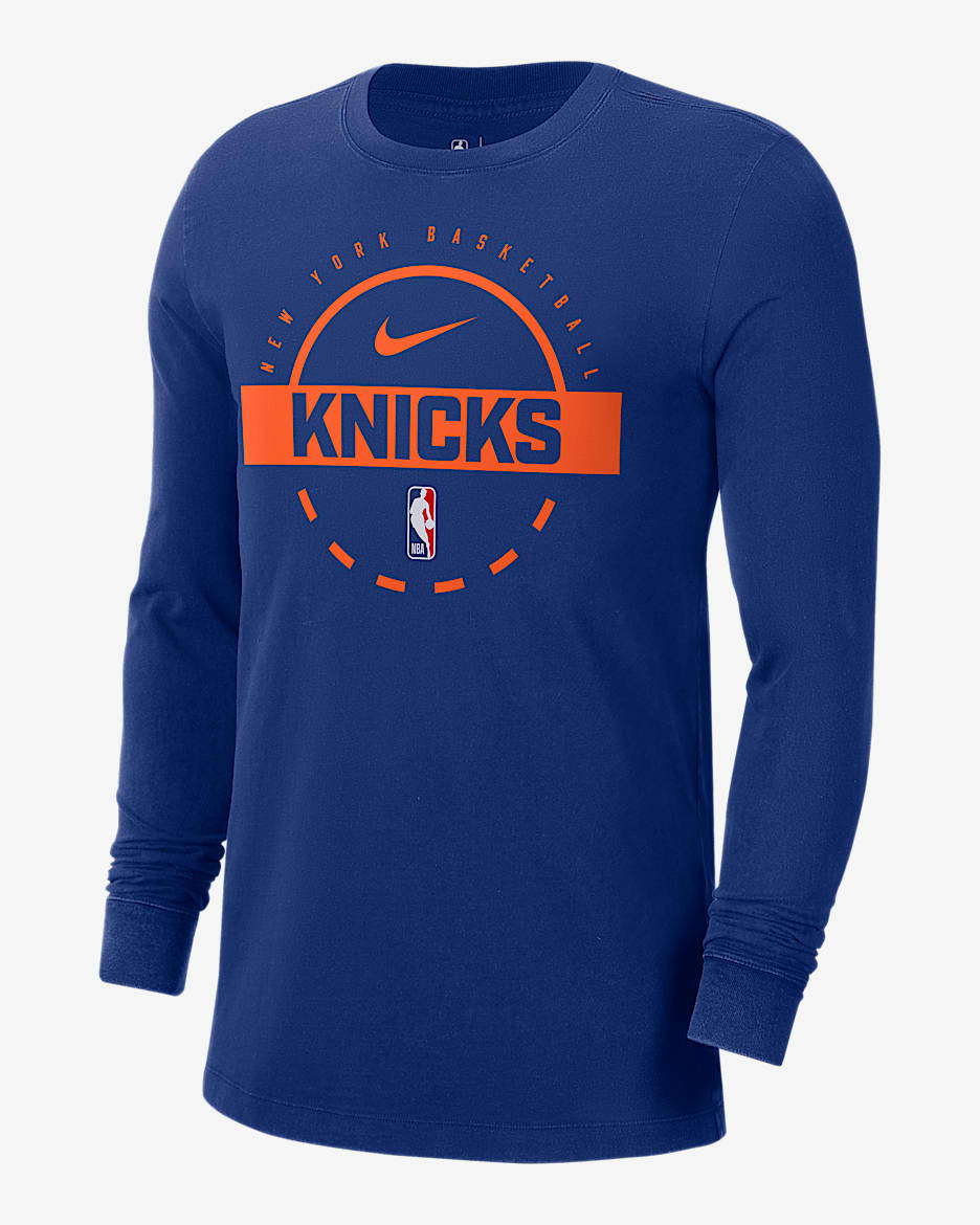 New York Knicks Men's Nike NBA Practice Long-Sleeve T-Shirt - Rush Blue