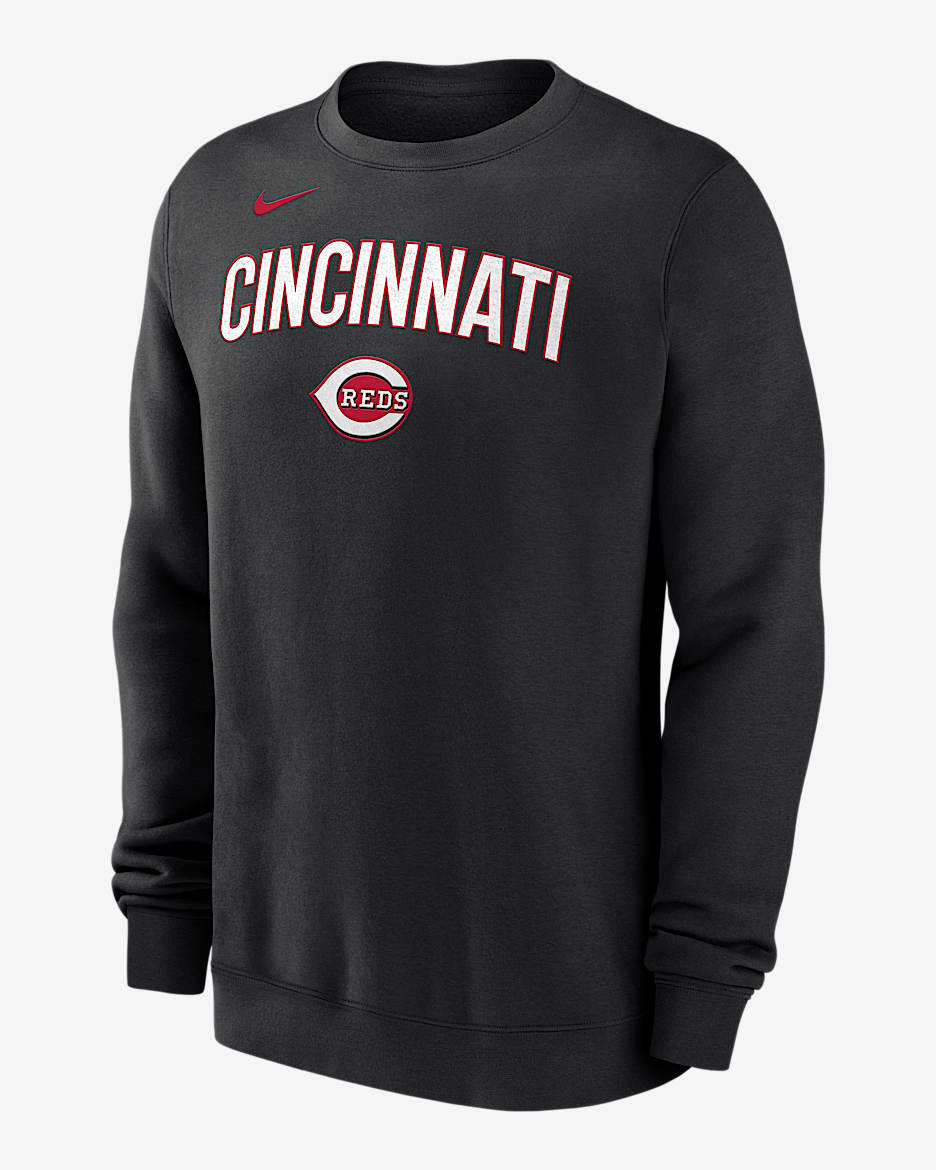 Sudadera de cuello redondo sin cierre Nike de la MLB para hombre Cincinnati Reds - Negro