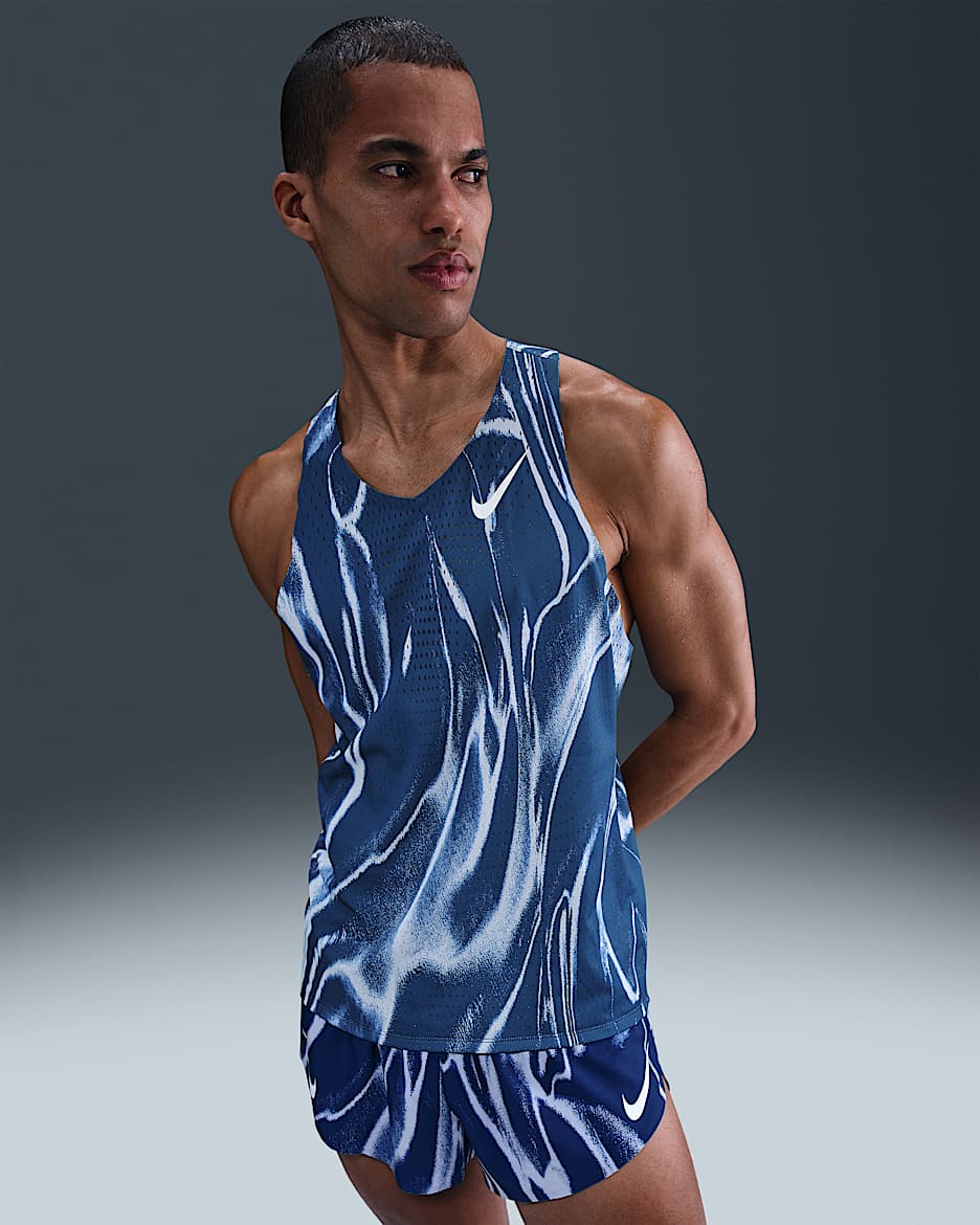 Löparlinne Nike AeroSwift Dri-FIT ADV för män - Coastal Blue/Vit