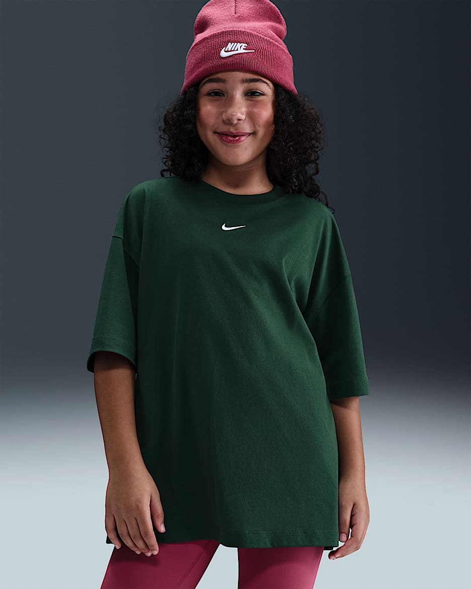 Nike Sportswear Older Kids' (Girls') Oversized T-Shirt - Fir