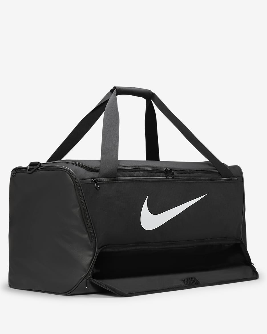 Τσάντα γυμναστηρίου για προπόνηση Nike Brasilia 9.5 (μέγεθος Large, 95 L) - Μαύρο/Μαύρο/Λευκό