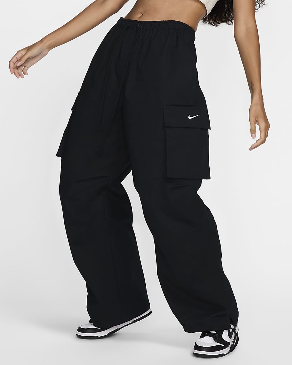 Nike Sportswear Women's Mid-Rise Oversized Cargo Trousers - Black/Sail