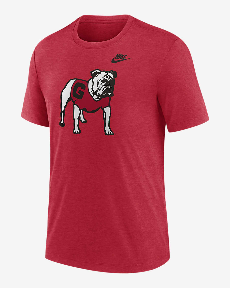 Georgia Bulldogs Blitz Evergreen Legacy Primary Men's Nike College T-Shirt - Red Heather