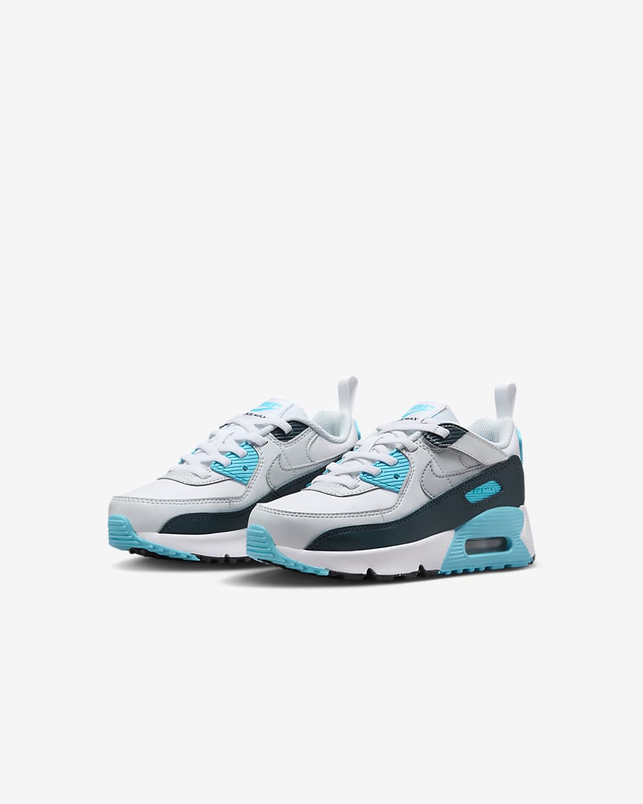 Nike Air Max 90 EasyOn Younger Kids' Shoes - White/Baltic Blue/Armoury Navy/Wolf Grey