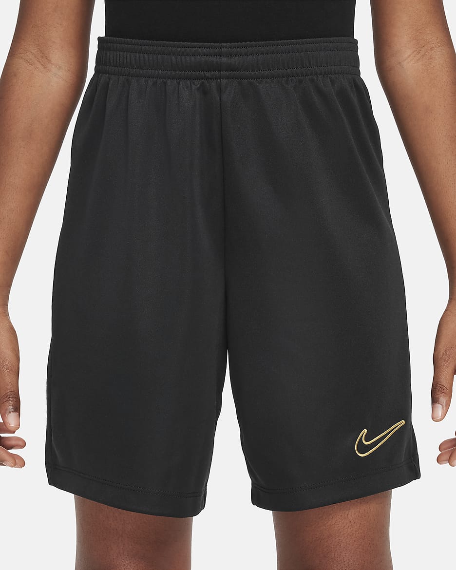 Nike Dri-FIT Academy23 兒童足球短褲 - 黑色/黑色/Metallic Gold