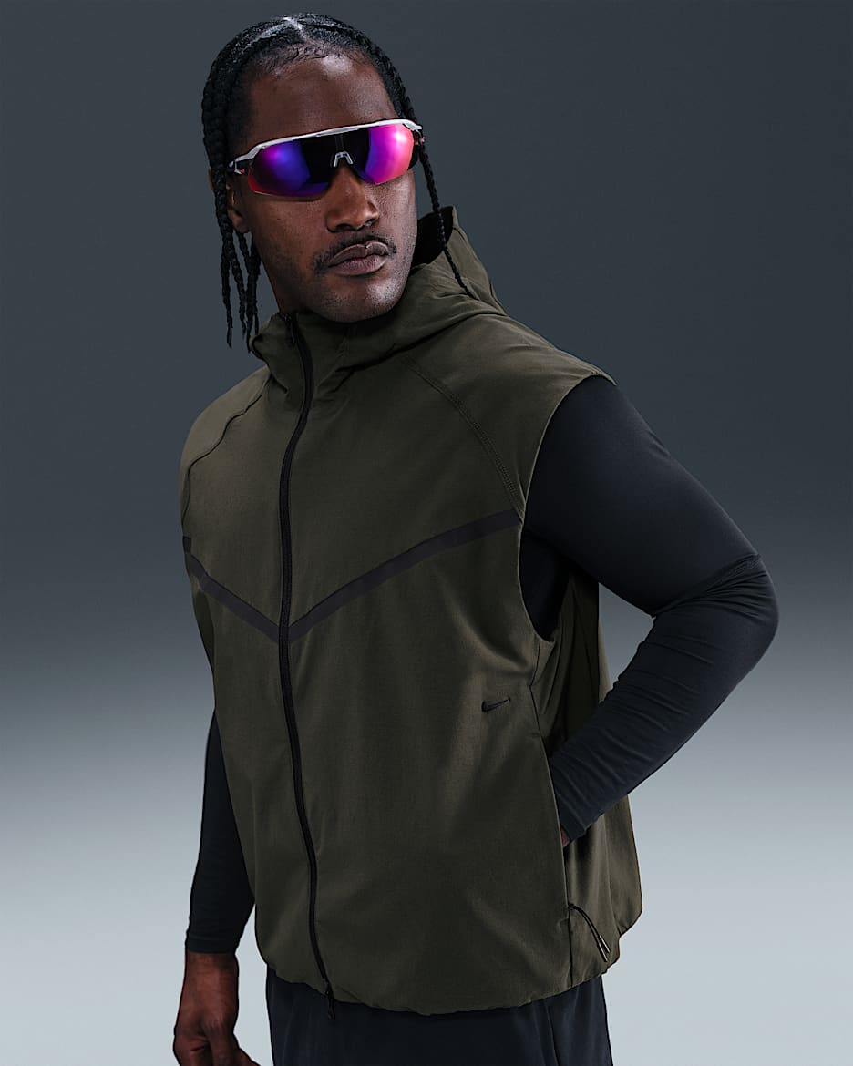 Nike Tech Men's Dri-FIT Woven Windrunner Vest - Sequoia/Black