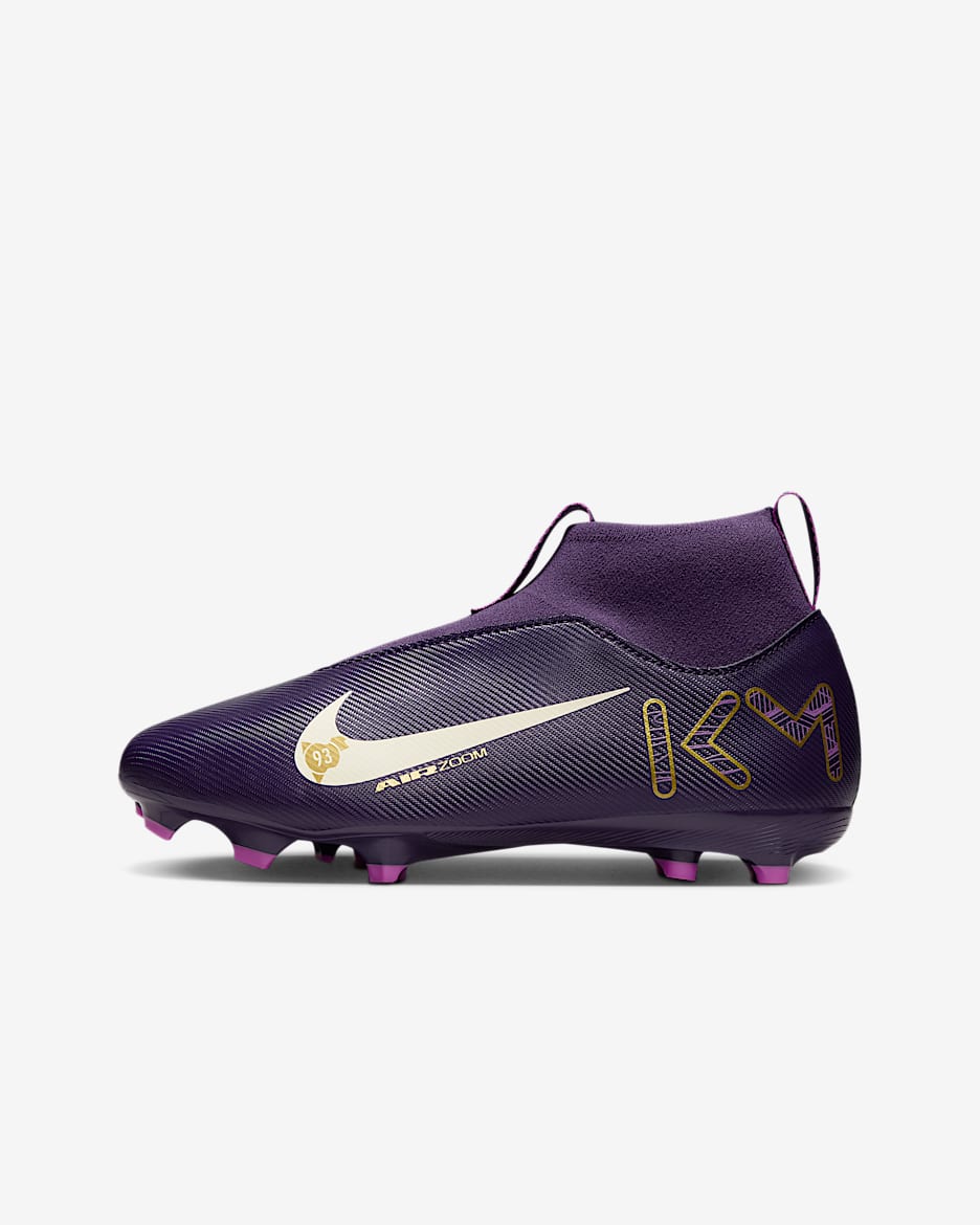Nike Jr. Mercurial Superfly 10 Academy "Kylian Mbappé" Botas de fútbol de perfil alto MG - Niño/a y niño/a pequeño/a - Grand Purple/Pale Ivory