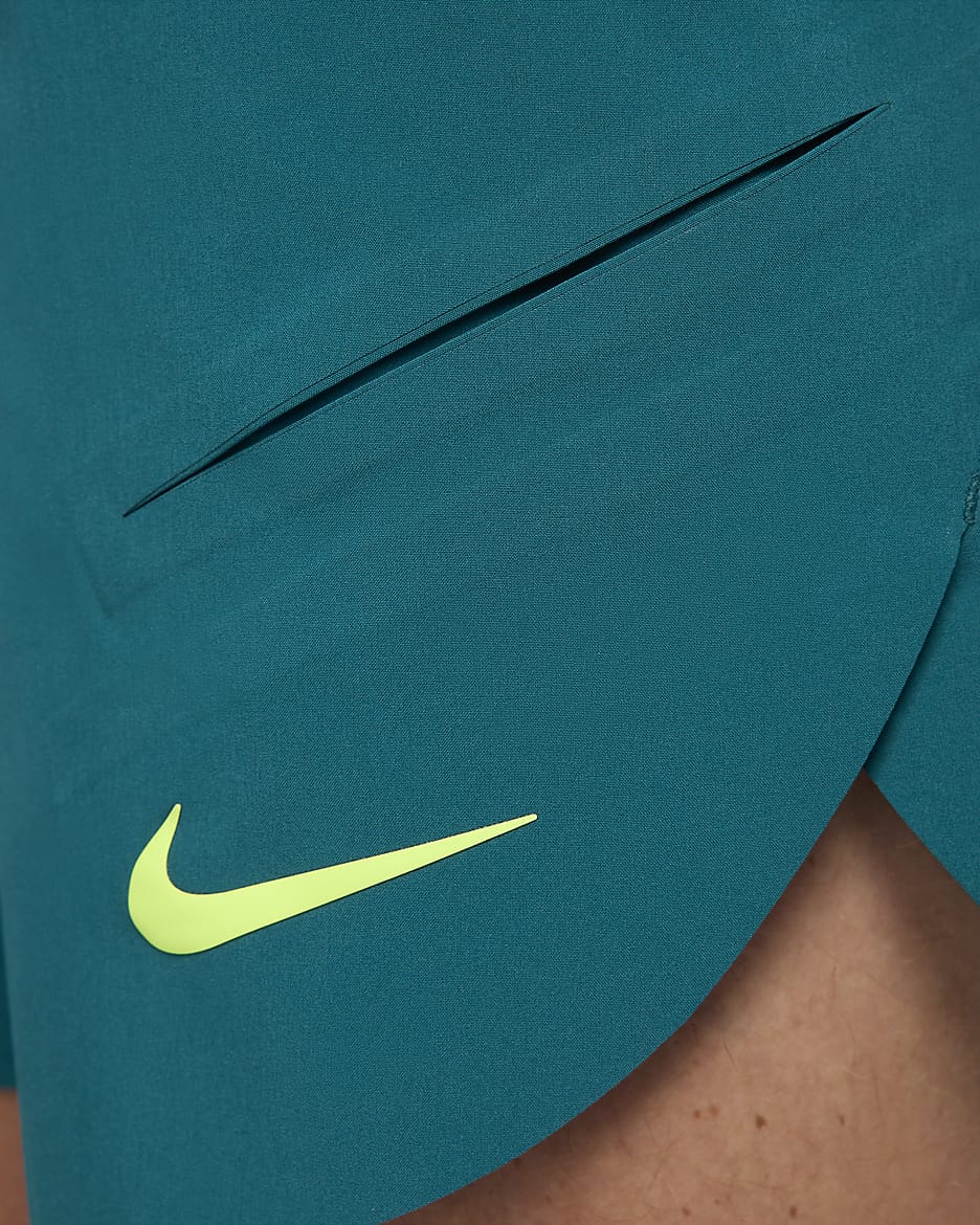 Shorts de tenis de 18 cm Nike Dri-FIT ADV para hombre Rafa - Azul verdoso geoda/Volt