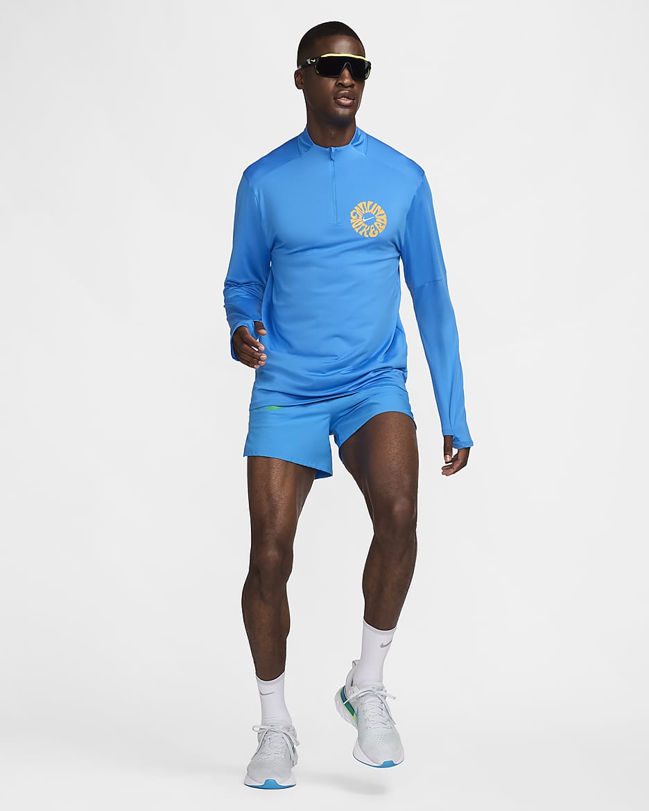 Męska bluza do biegania z zamkiem 1/4 Dri-FIT Nike Element Run Energy - Light Photo Blue/Summit White